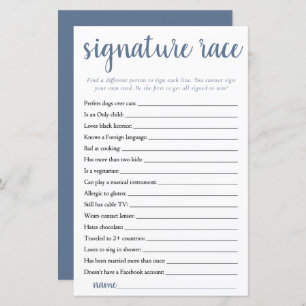 Simple Signature Race   Dusty Slate Blue Game Card