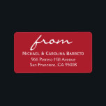Simple Signature - Red Label<br><div class="desc">This label features a simple design with "from" in a handwritten font.  Please make sure you're ordering the label size you want.  There are three options ranging from a large shipping label to the traditional return address label size.</div>