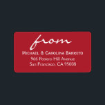 Simple Signature - Red Label<br><div class="desc">This label features a simple design with "from" in a handwritten font.  Please make sure you're ordering the label size you want.  There are three options ranging from a large shipping label to the traditional return address label size.</div>