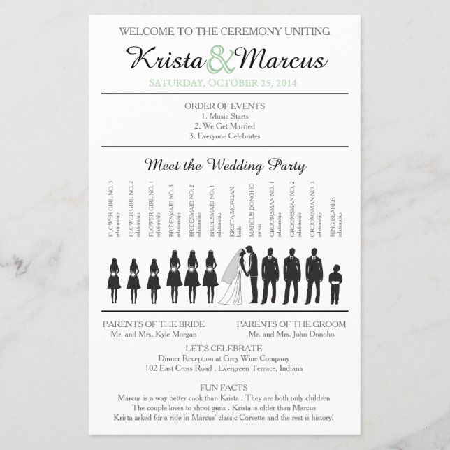 Simple Silhouettes Ceremony Program (Front)