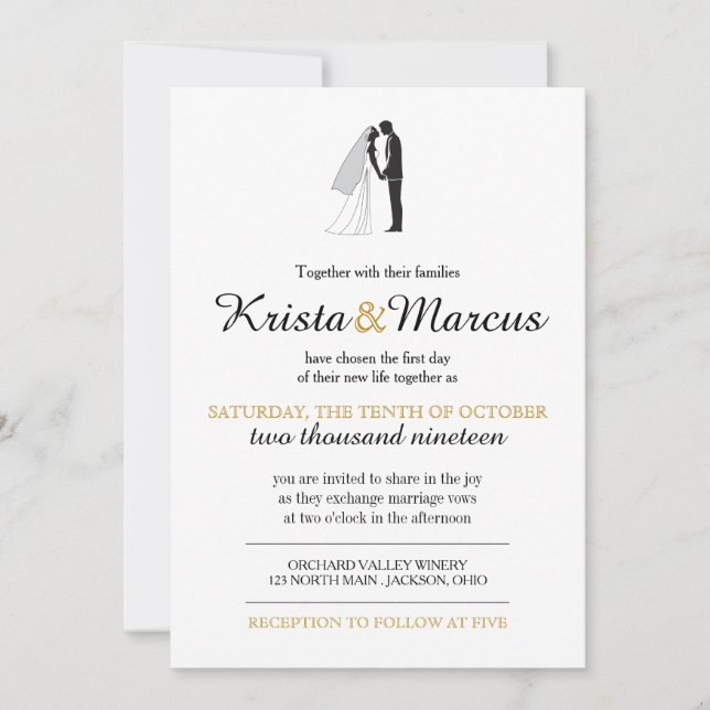 Simple Silhouettes Wedding Invitation (Front)
