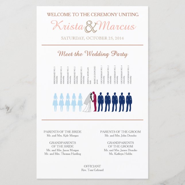Simple Silhouettes Wedding Program (Front)