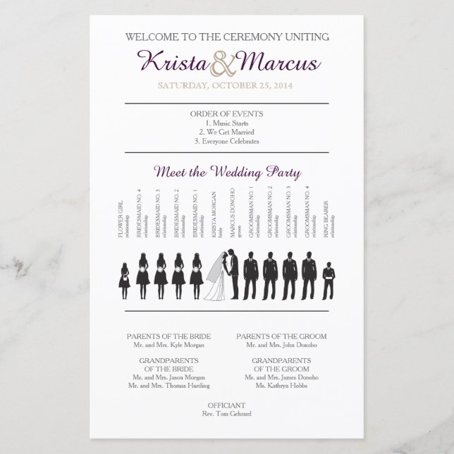 Simple Silhouettes Wedding Program (Front)