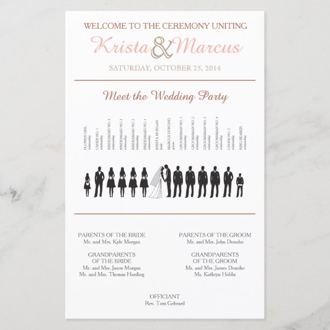 Simple Silhouettes Wedding Program (Front)