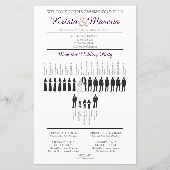 Simple Silhouettes Wedding Program (Front)