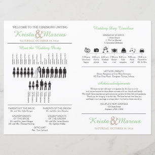 Simple Silhouettes Wedding Program Fan