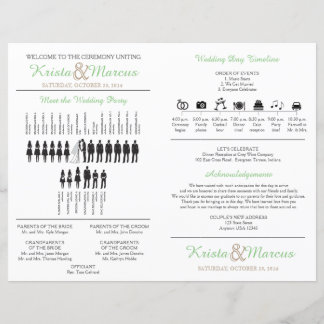 Simple Silhouettes Wedding Program Fan
