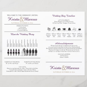 Simple Silhouettes Wedding Program Fan