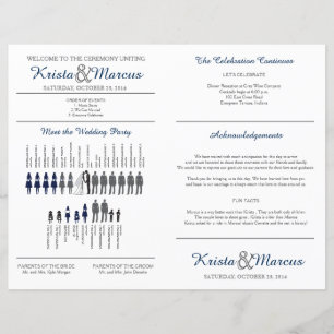 Simple Silhouettes Wedding Program Fan