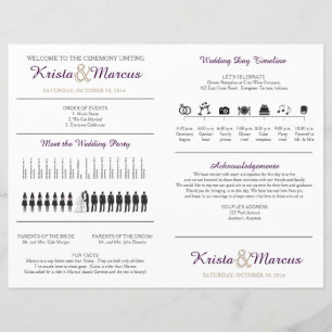 Simple Silhouettes Wedding Program Fan