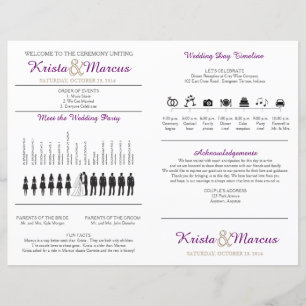 Simple Silhouettes Wedding Program Fan