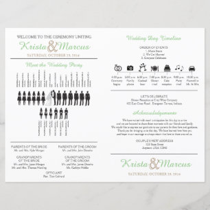 Simple Silhouettes Wedding Program Fan