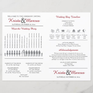 Simple Silhouettes Wedding Program Fan