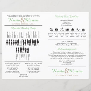 Simple Silhouettes Wedding Program Fan