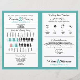 Simple Silhouettes Wedding Program Fan
