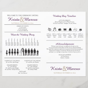 Simple Silhouettes Wedding Program Fan