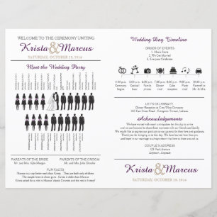 Simple Silhouettes Wedding Program Fan