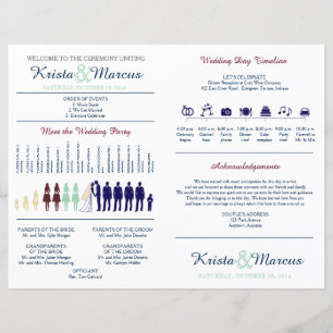 Simple Silhouettes Wedding Program Fan
