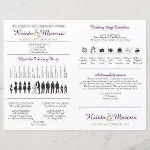 Simple Silhouettes Wedding Program Fan