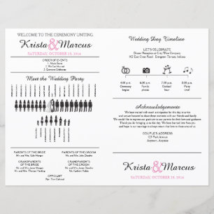 Simple Silhouettes Wedding Program Fan