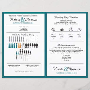 Simple Silhouettes Wedding Program Fan