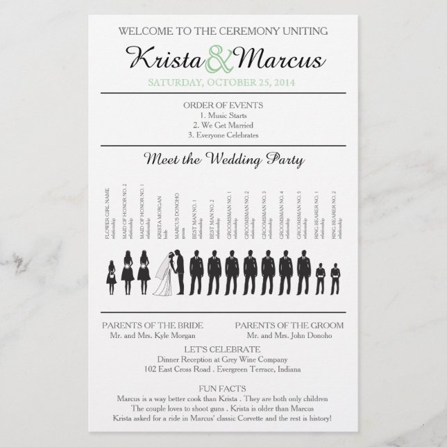 Simple Silhouettes Wedding Program Flyer (Front)