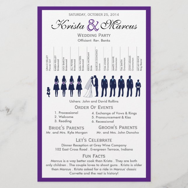 Simple Silhouettes Wedding Program Flyer (Front)