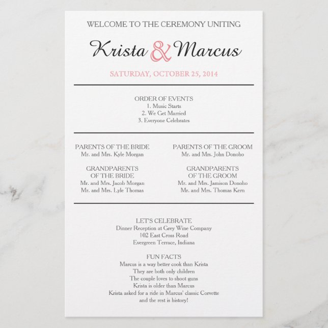 Simple Silhouettes Wedding Program Flyer (Front)