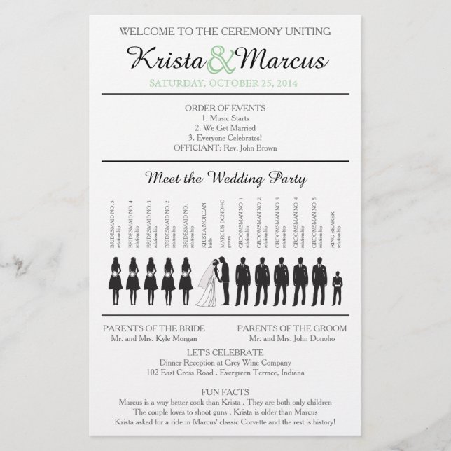 Simple Silhouettes Wedding Program Flyer (Front)