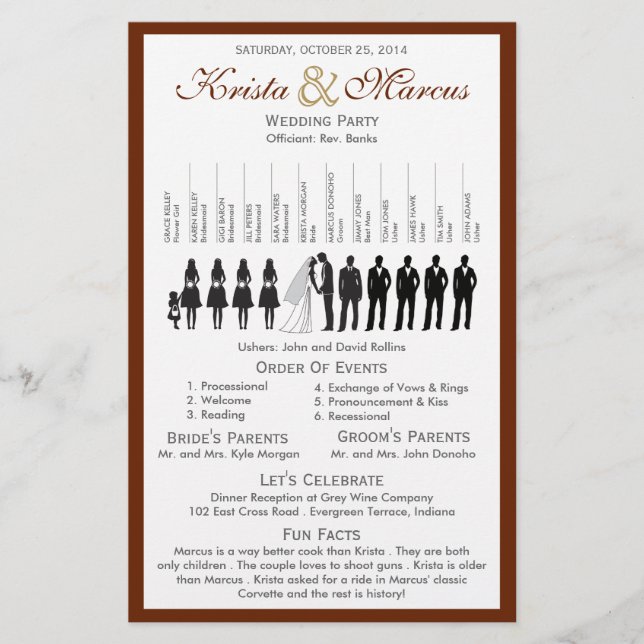 Simple Silhouettes Wedding Program Flyer (Front)