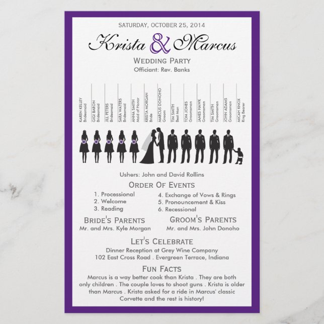 Simple Silhouettes Wedding Program Flyer (Front)