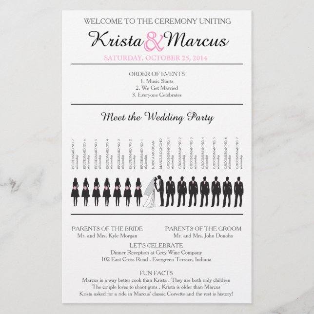 Simple Silhouettes Wedding Program Flyer (Front)