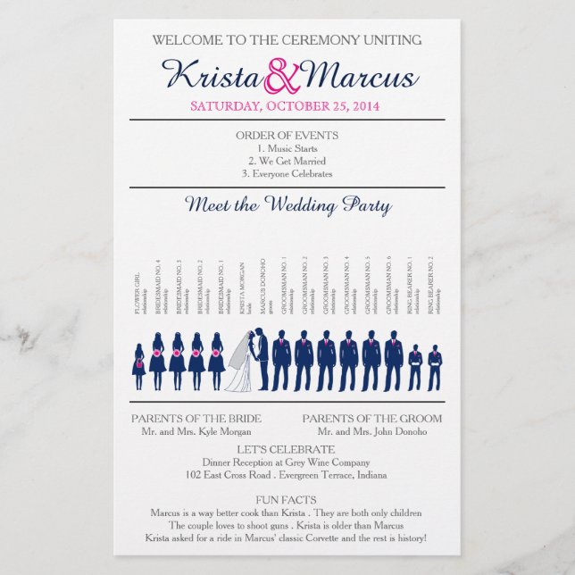 Simple Silhouettes Wedding Program Flyer (Front)