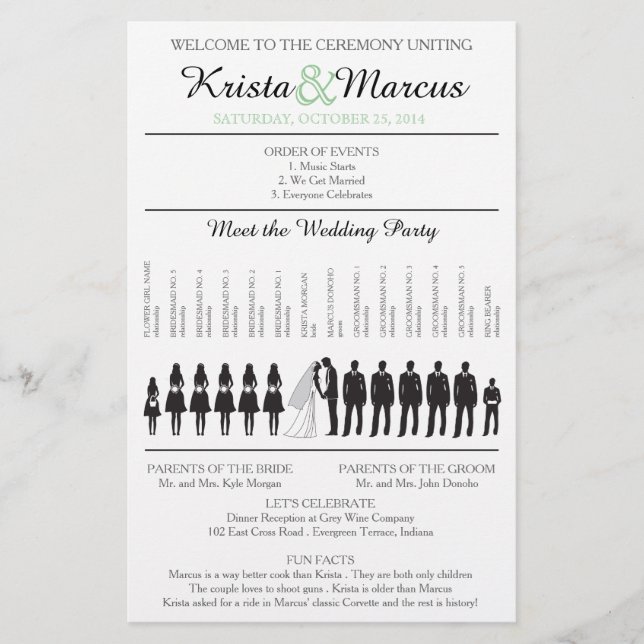 Simple Silhouettes Wedding Program Flyer (Front)