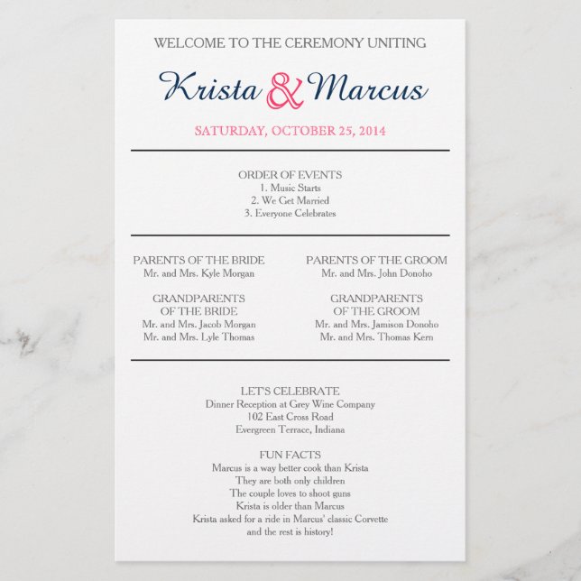 Simple Silhouettes Wedding Program Flyer (Front)