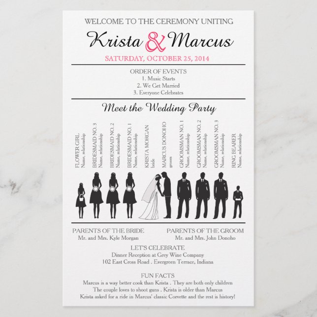 Simple Silhouettes Wedding Program Flyer-3RF (Front)