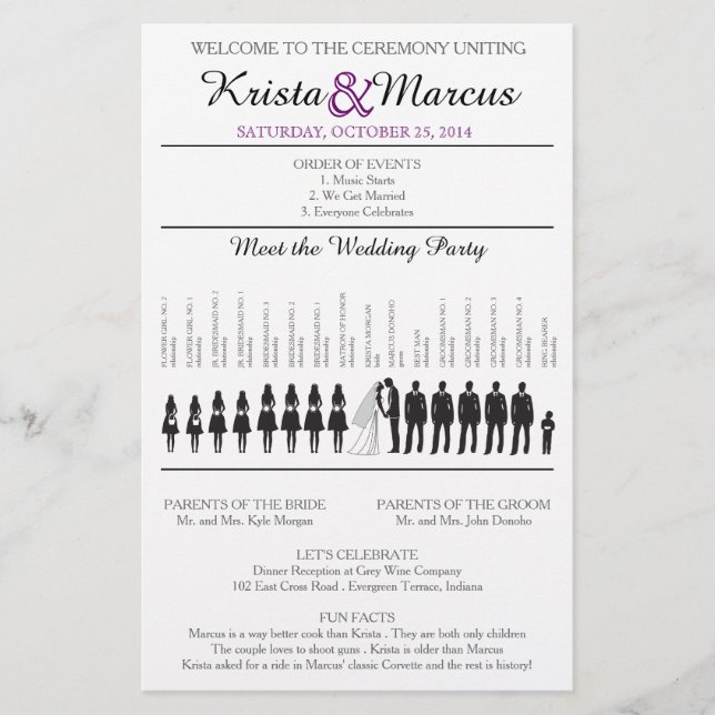 Simple Silhouettes Wedding Program Flyer-6 (Front)