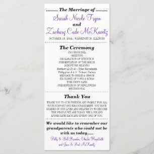 Simple Silhouettes Wedding Program Rack Card-Viole Programme