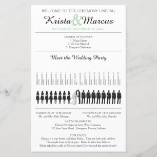 Simple Silhouettes Wedding Program with Timeline