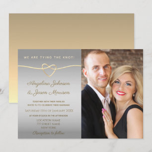 Simple Silver and Gold Photo Wedding Invitation