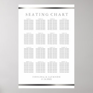 Simple Silver and White  - 16 Table Seating Chart