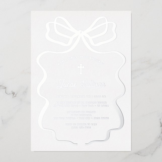 Simple Silver Bow Baptism (Front)