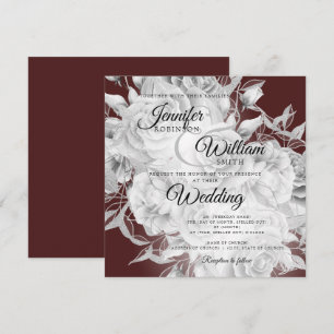 Simple Silver & Burgundy Elegant Floral Wedding