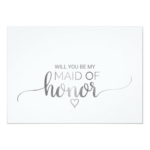 Image of Simple Silver Calligraphy Maid Of Honour Proposal Invitation
