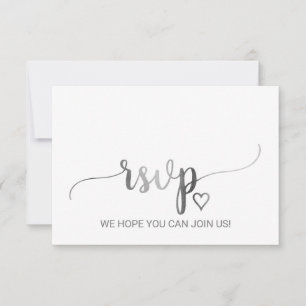Simple Silver Calligraphy Song Request RSVP Card