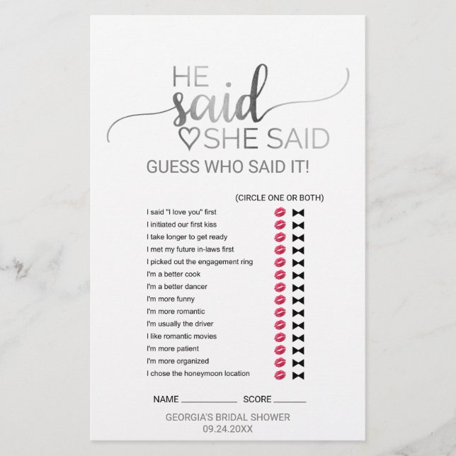 Simple Silver Calligraphy Wedding Word Search Game (Front)