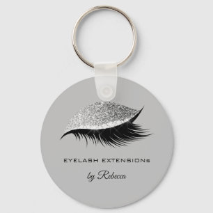 Simple Silver Eyelash Glitter Sparkle Beauty Key Ring