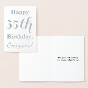 Simple Silver Foil 35th Birthday + Custom Name Foil Card