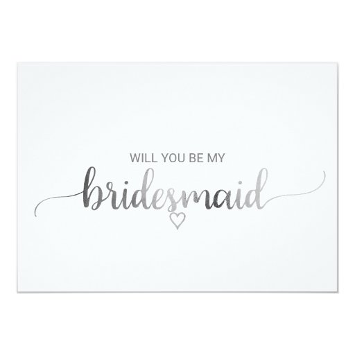 Image of Simple Silver Foil Calligraphy Bridesmaid Proposal Invitation