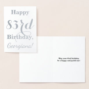 Simple Silver Foil "HAPPY 83rd BIRTHDAY" + Name Foil Card